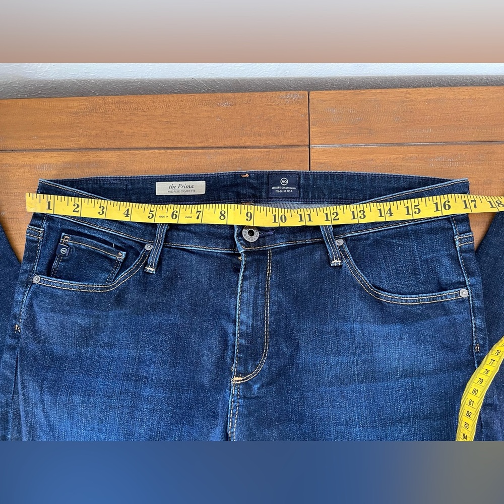 AG Prima Mid Rise Cigarette Jeans Slim Straight Dark Wash Sz 32 30 Inch Inseam - Picture 12 of 15